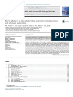 Recent Advances in Solar Photovoltaic Systems For Emerging Trends and Advanced Applications