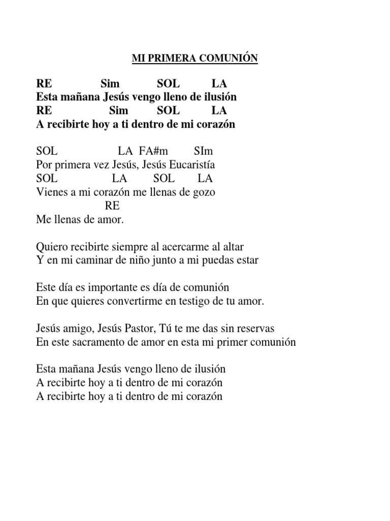 Canciones para Mi Primera Comunión | PDF | eucaristía | Comportamiento ...