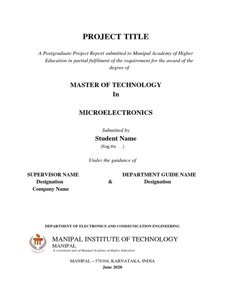 Microelectronics M.Tech Project Report | PDF | Times New Roman | Paragraph