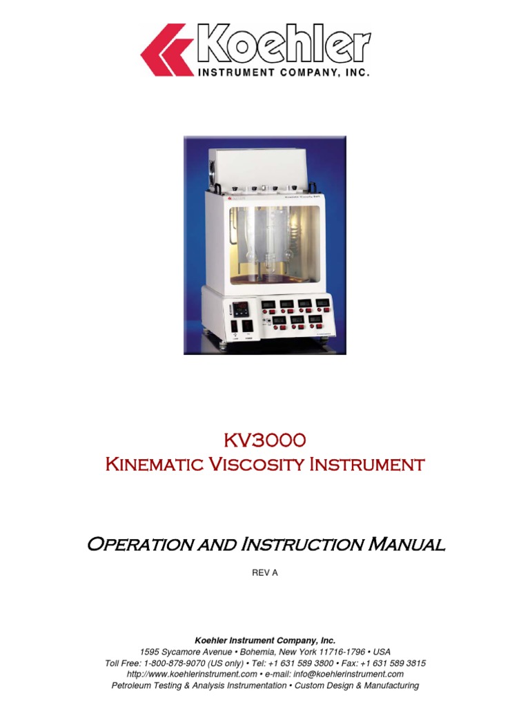 Koehler KV3000 Viscosity Bath User Manual PDF Viscosity Physical