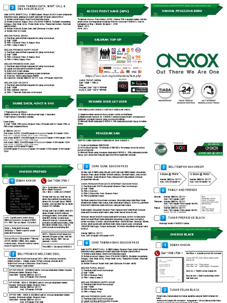 Panduan Topup dan Semak Baki XOX | PDF