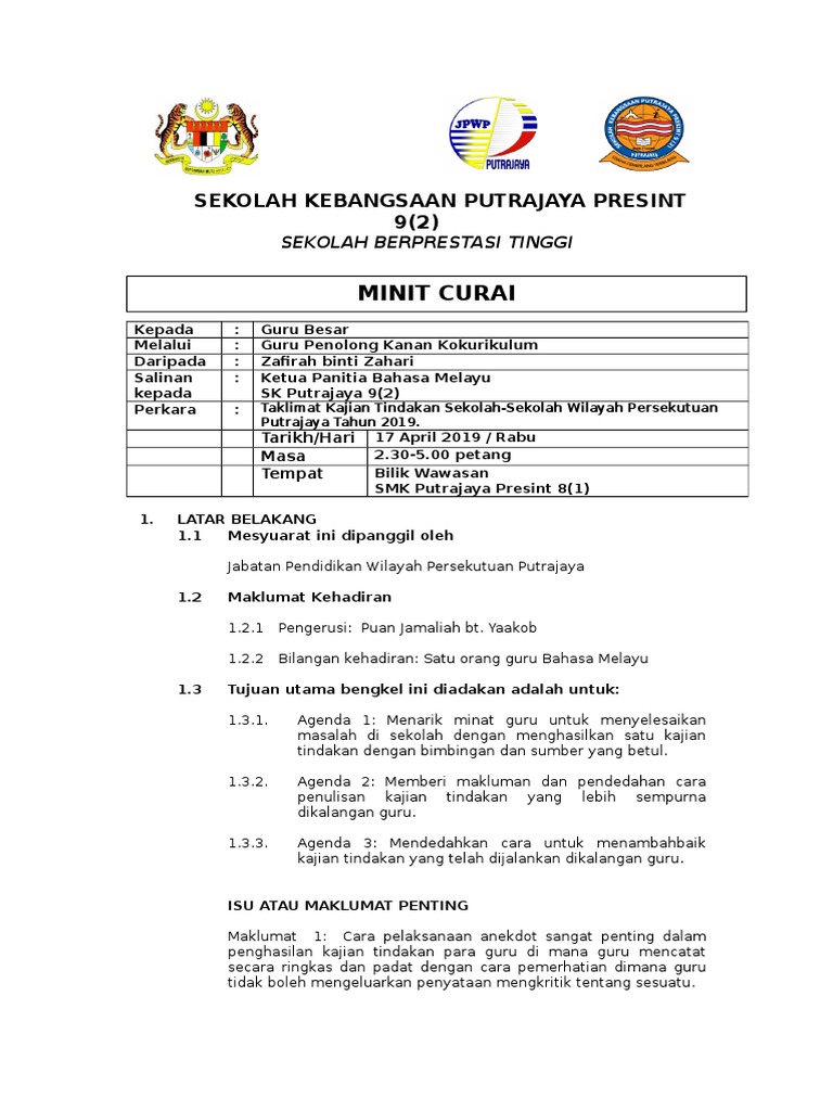 Minit Curai Kajian Tindakan 17 4 2019 Pdf