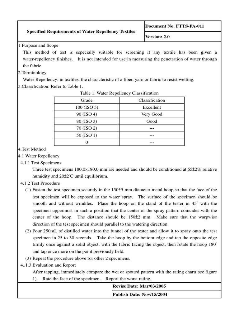 Water Repellency Test Method ISO 4920 | PDF | Textiles | Washing Machine