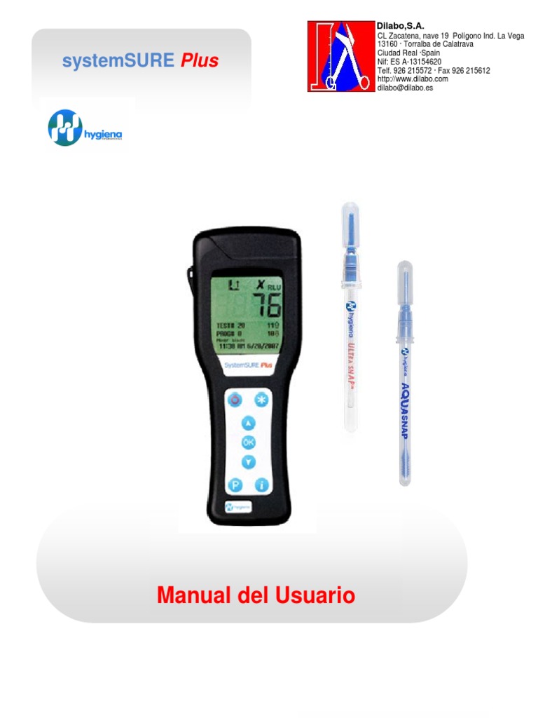 Manual Luminometro Hygiena SystemSURE Plus PDF Software Microsoft Windows
