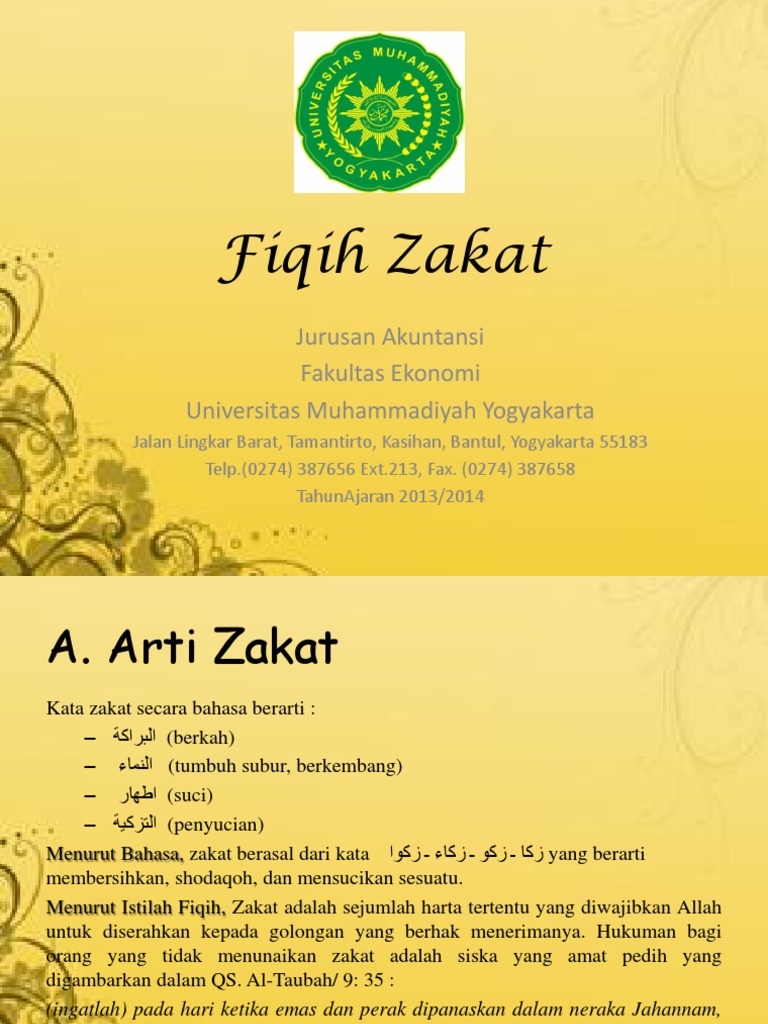Fiqih Zakat Jurusan Akuntansi Fakultas Ekonomi Universitas Muhammadiyah Yogyakarta