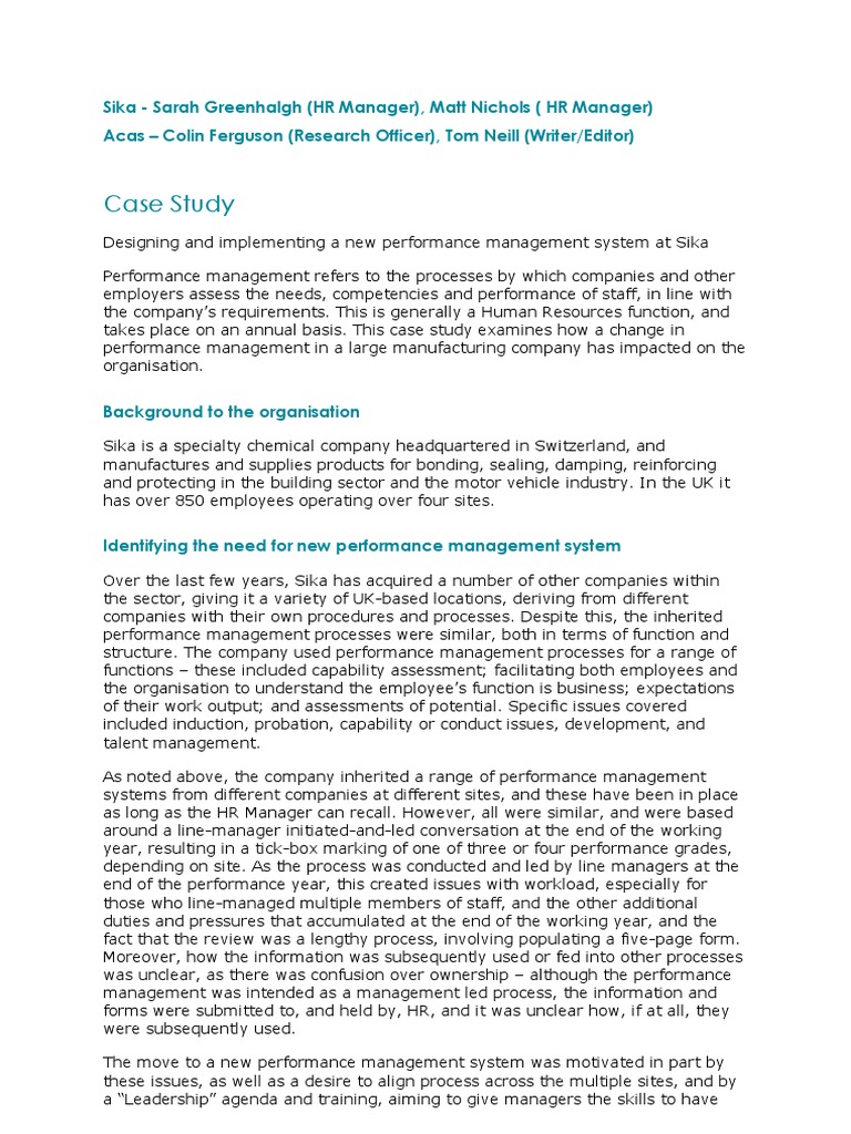 Sika's New Performance Management System | PDF | Performance Management ...