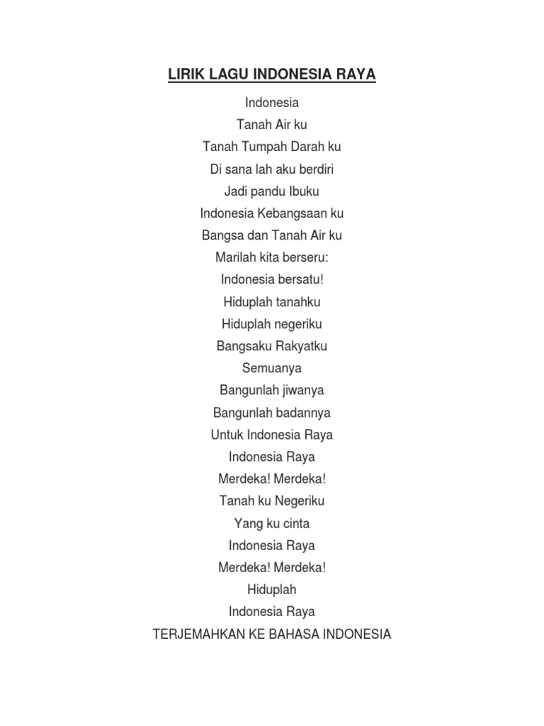 Lirik lagu indonesia raya pdf