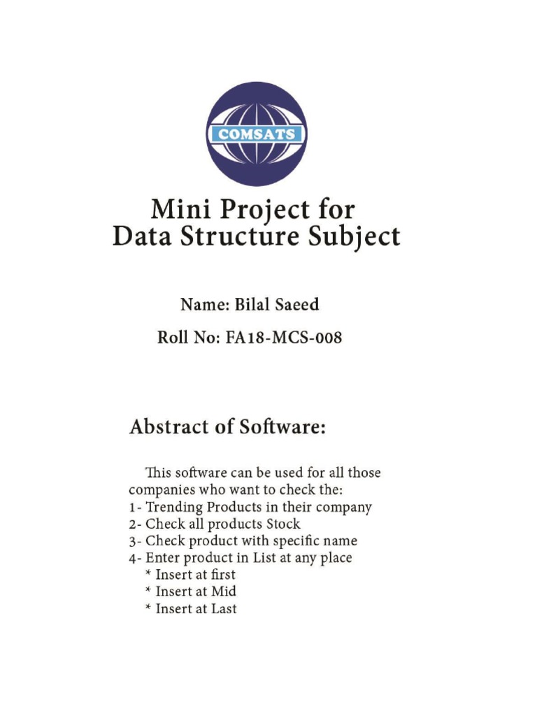 Mini Data Structure Project | PDF | Computer Programming | Software ...