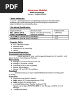 Mohammad Abdullah, New CV