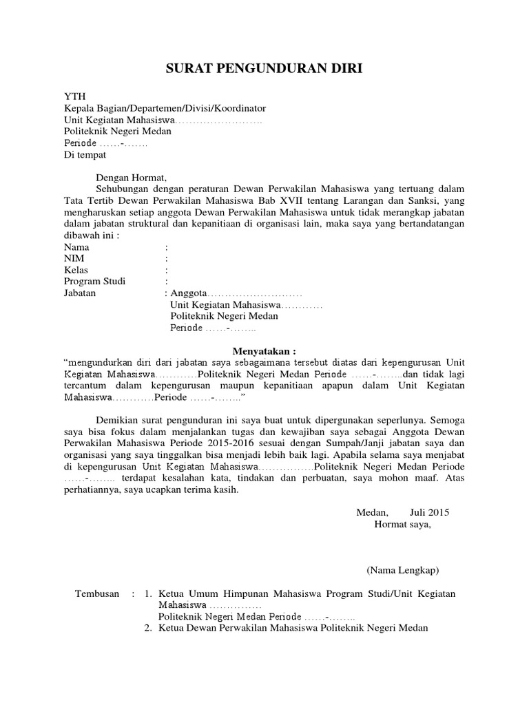 Surat Pengunduran Diri