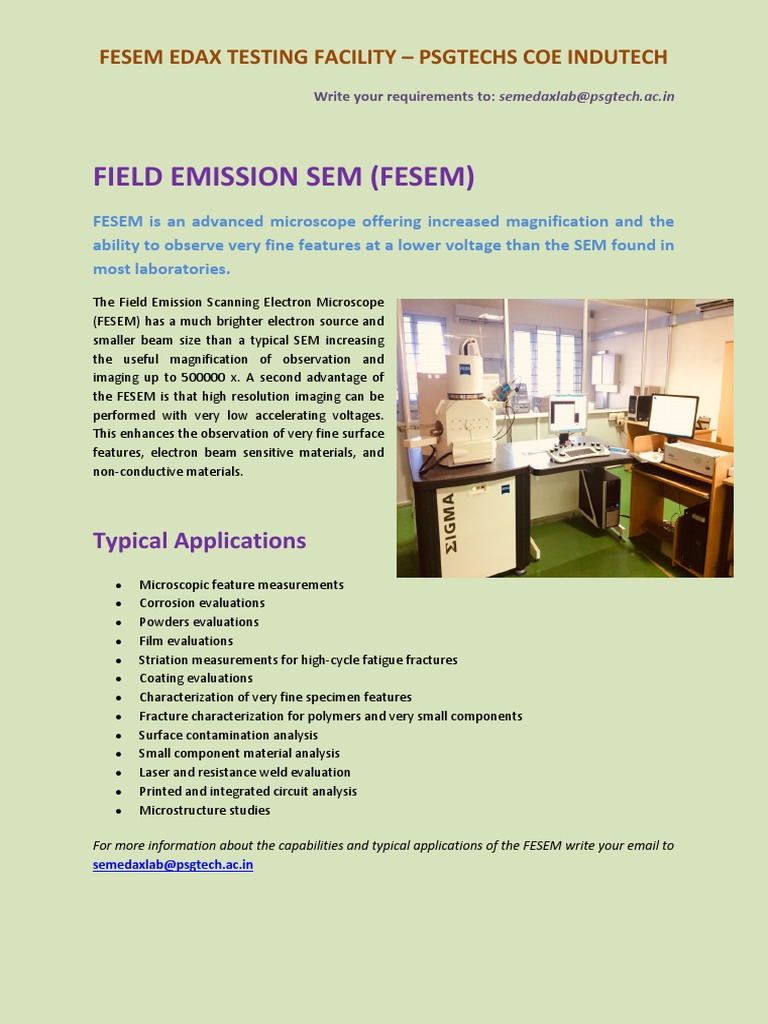 FESEM | PDF | Scanning Electron Microscope | Energy Dispersive X Ray ...