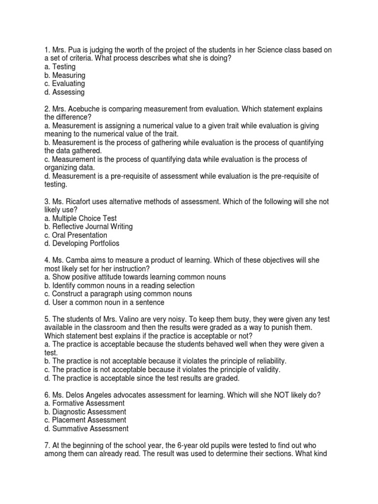 Prof Ed Assessment of Learning 2 | PDF | Educational Assessment ...