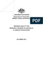 Defining Quality for Research Trainingin Australia