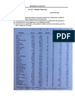 Business Statistic Test (2) : Multiple Regression Nama: Class Paralell