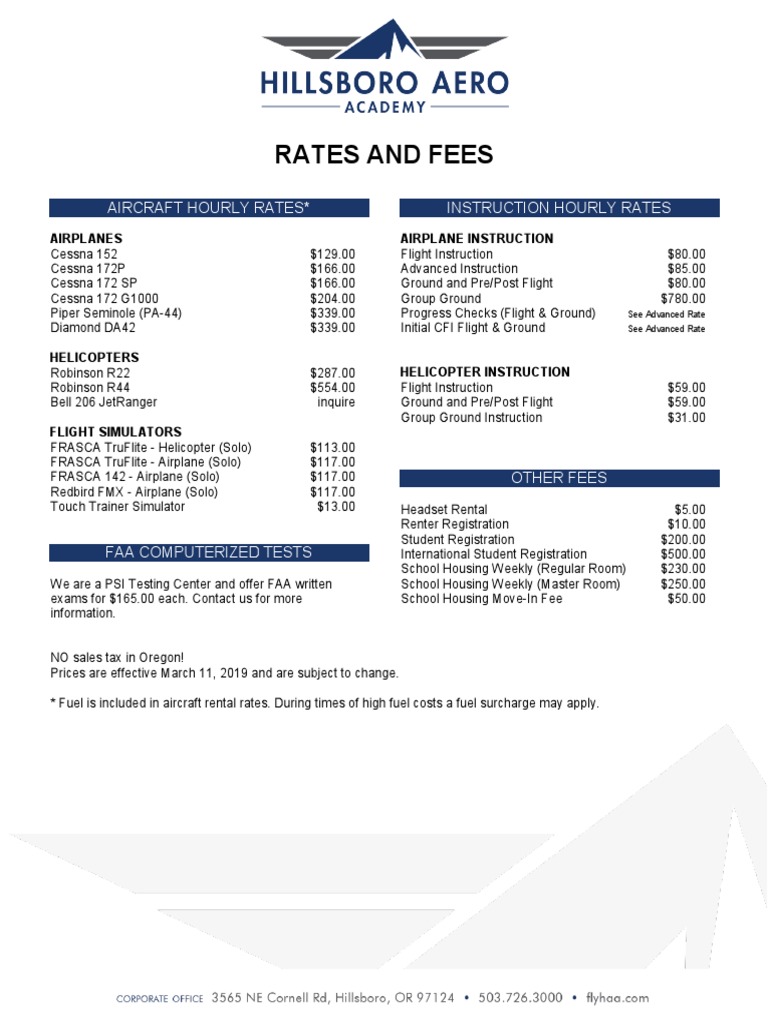 Aircraft Rental Rates and Fees | PDF | Aerospace Engineering | Vehicles