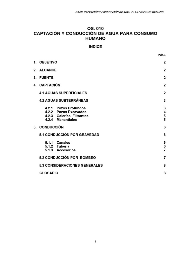 OS.010-Captación y Conducción de Agua para Consumo Humano PDF | PDF ...