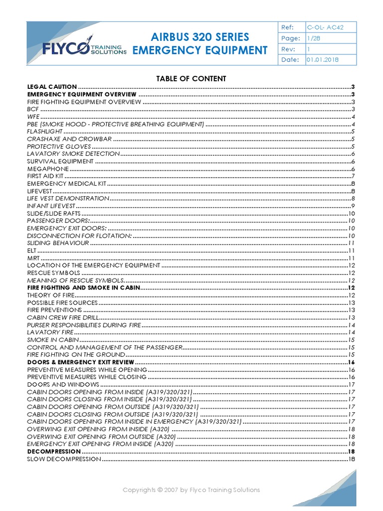 A320 Emergency Equipment PDF Firefighting Fires
