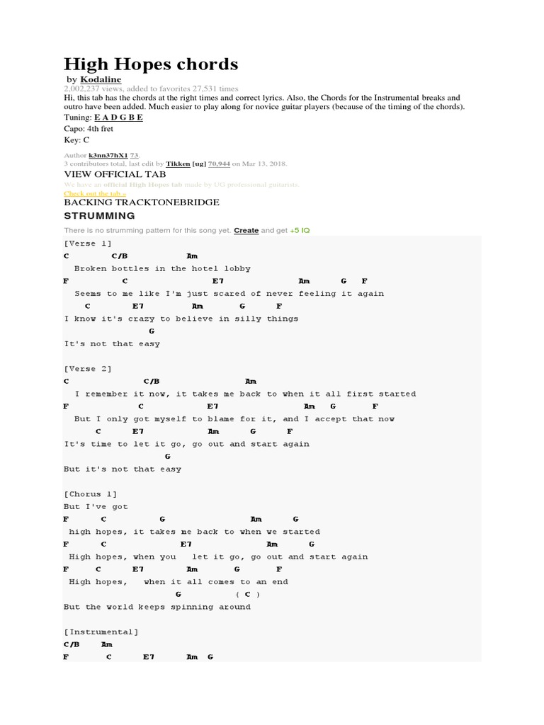 Download 20 High Hopes Lirik