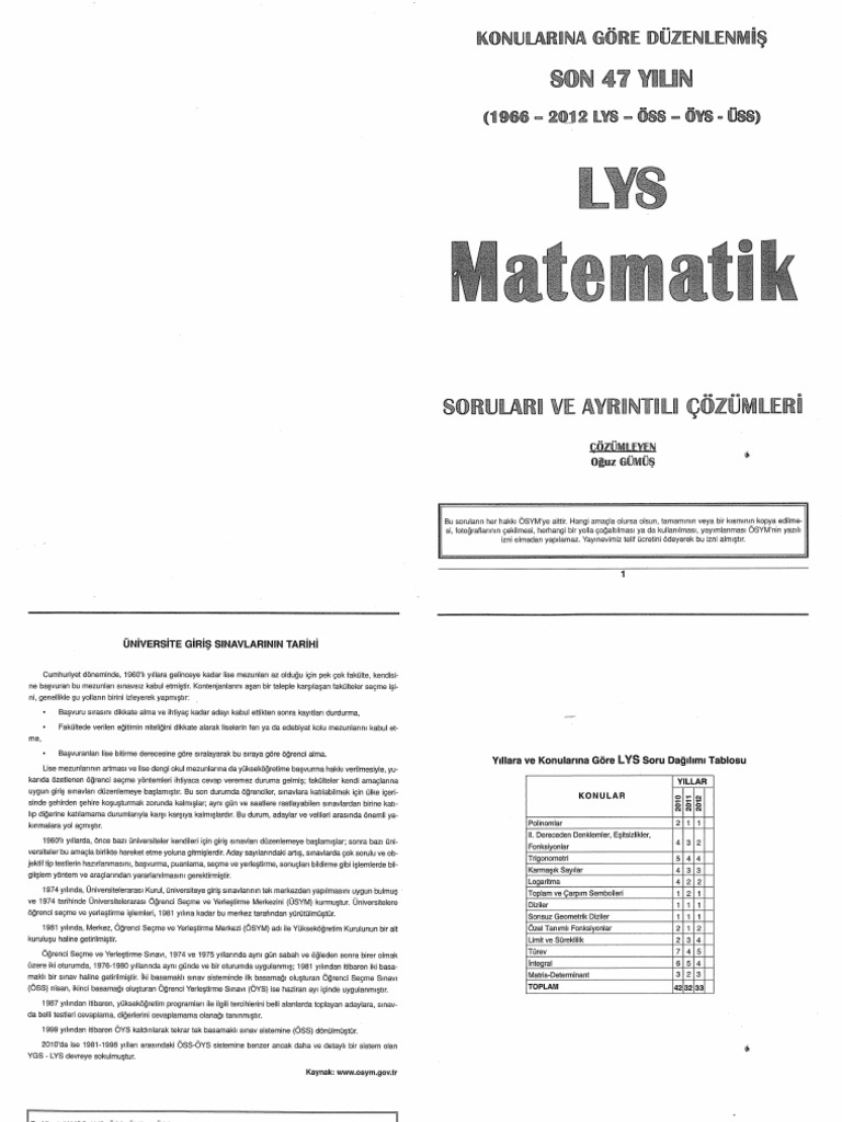 A Yayınları - Son 47 Yıl Lys Matematik PDF | PDF