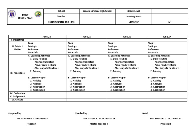 Daily Lesson Plan Format | PDF | Lesson Plan | Learning