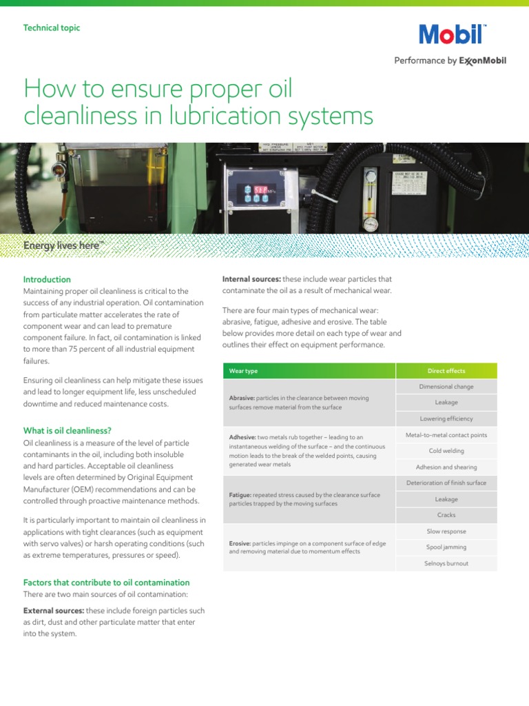 How To Ensure Proper Oil Cleanliness in Lubrication Systems | PDF
