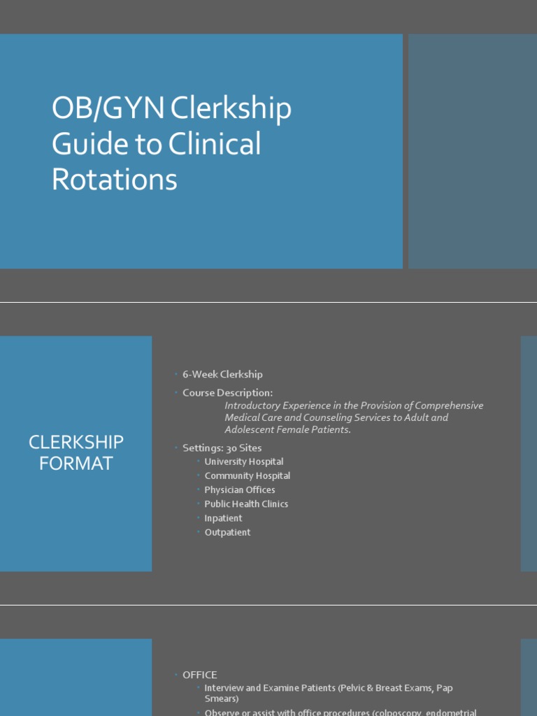 OB/GYN Clerkship Clinical Rotation Guide | PDF | Patient | Family Medicine