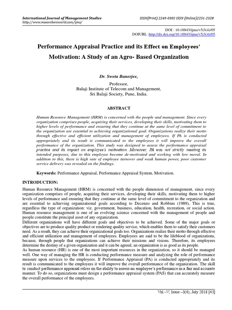 Impact of Performance Appraisal on Motivation | PDF | Performance ...
