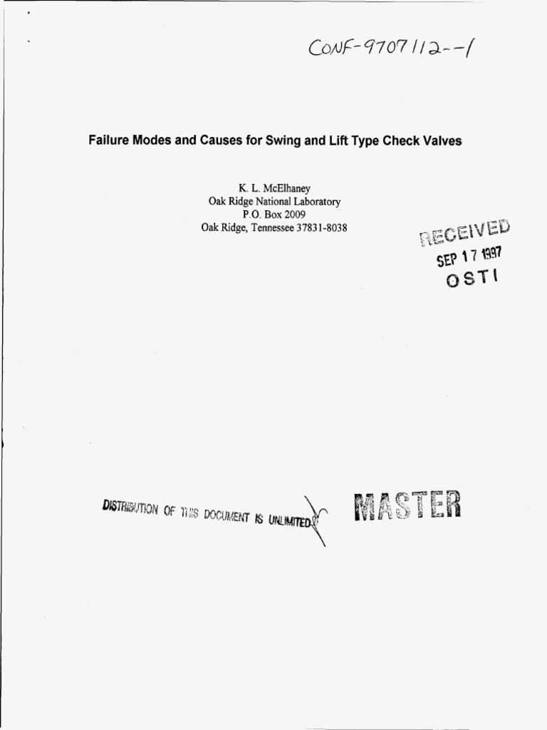 Check Valve Failure Modes Analysis | PDF | Reliability Engineering | Wear