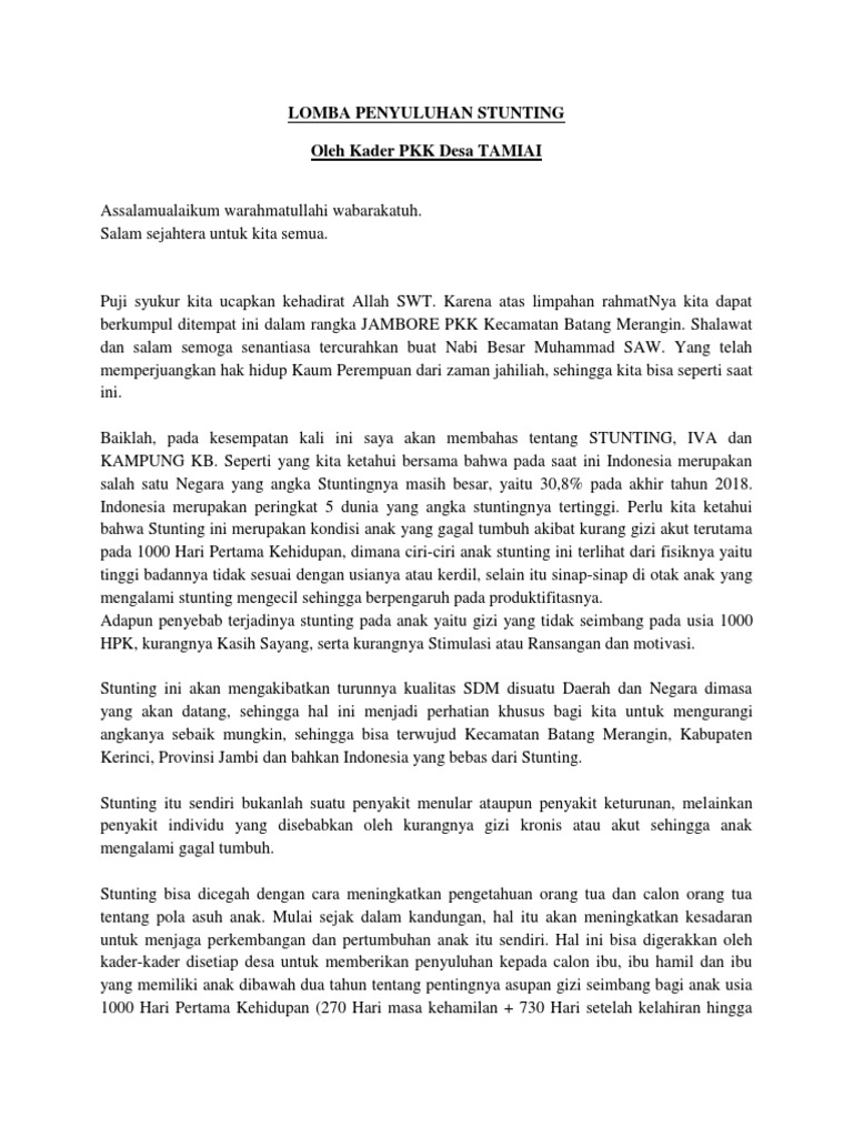 Lomba Penyuluhan Stunting Teks Pidato Docx