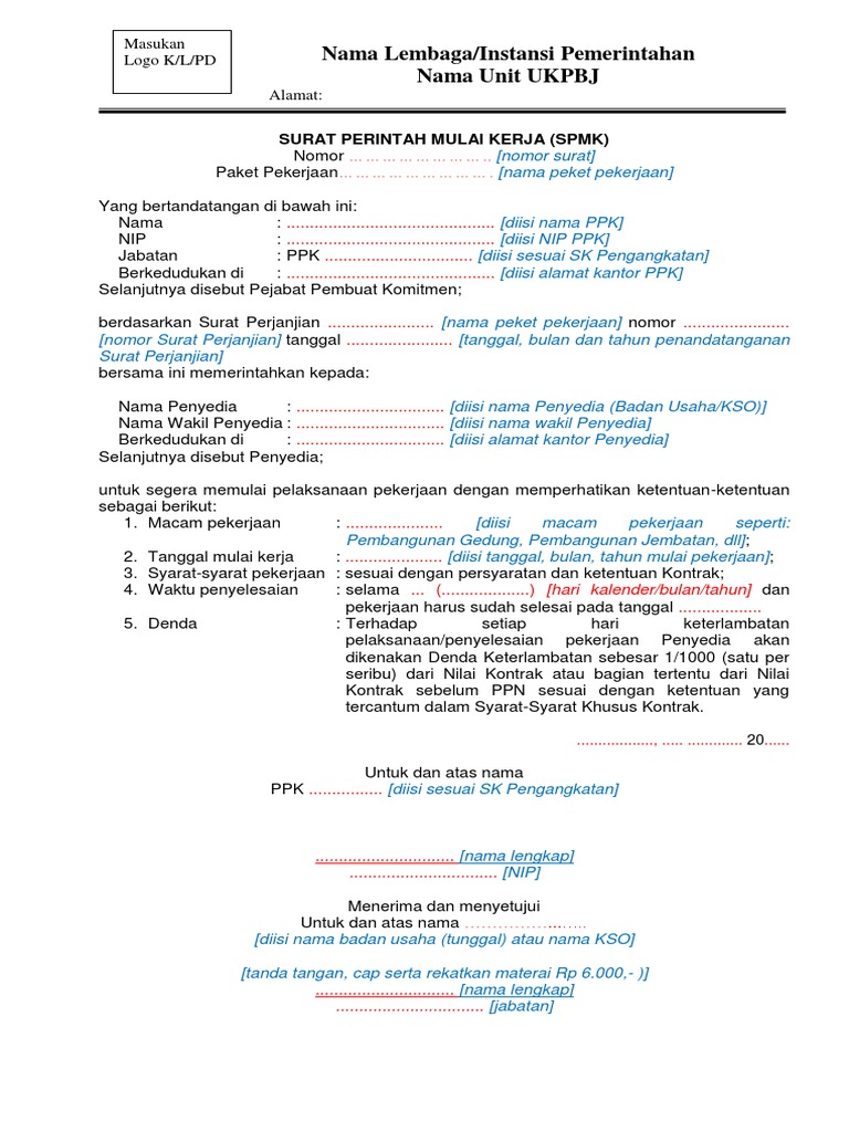 SPMK Pekerjaan Konstruksi | PDF