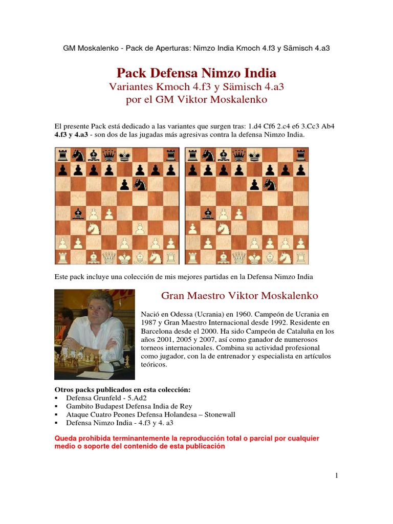 1 Nimzoindia 4.a3 y 4.f3 PDF | PDF | Aperturas de ajedrez | Ajedrez