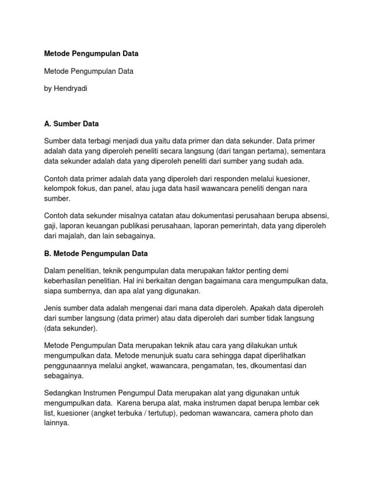 Metode Pengumpulan Data