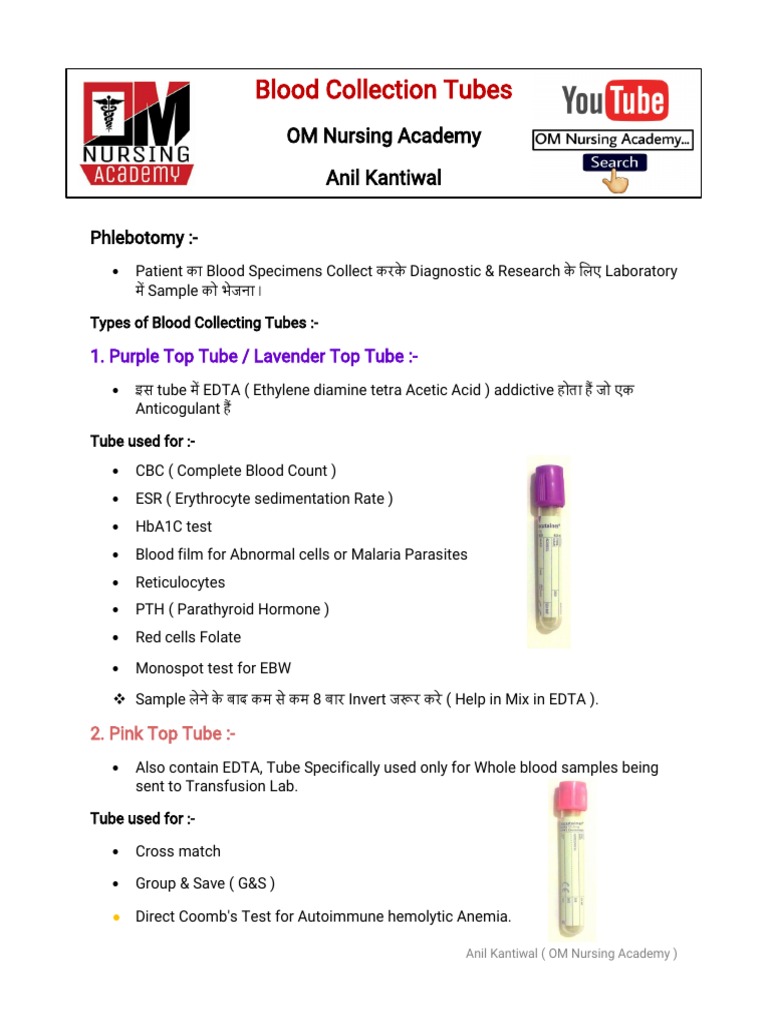 Blood Collection Tubes | PDF | Coagulation | Blood
