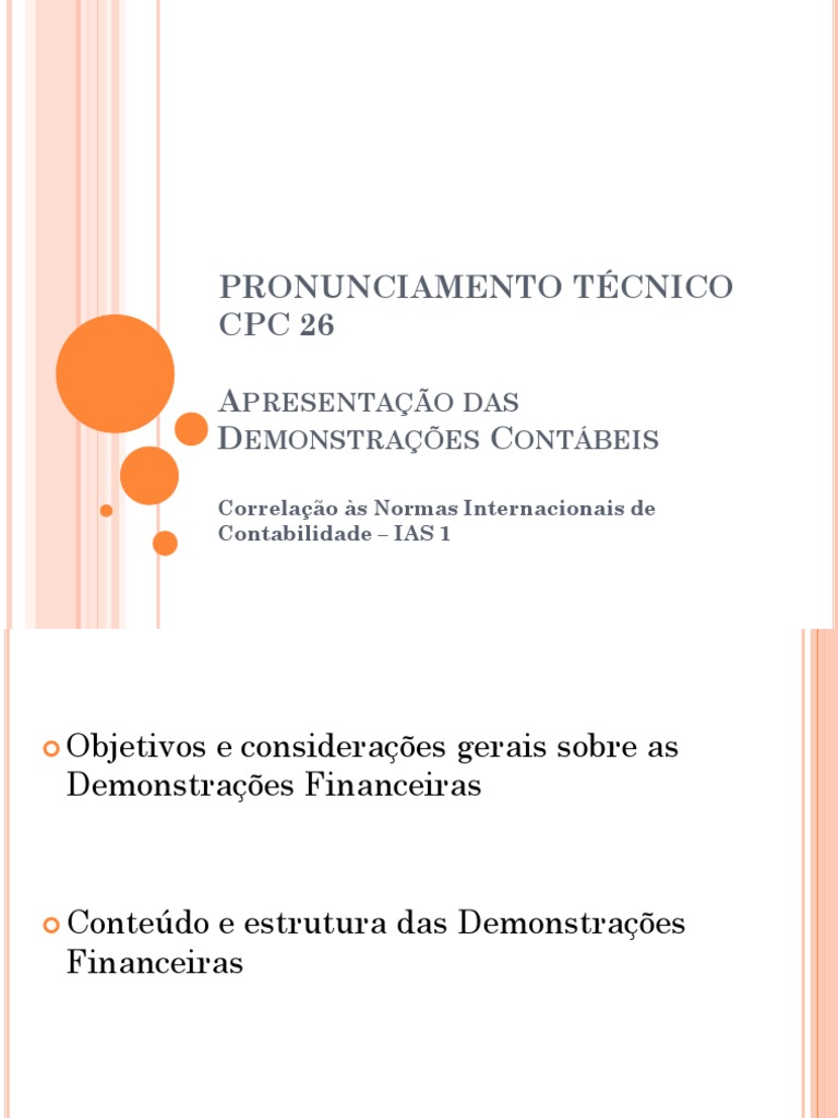 Estrutura das Demonstrações Contábeis CPC 26 | PDF | Relatório anual ...