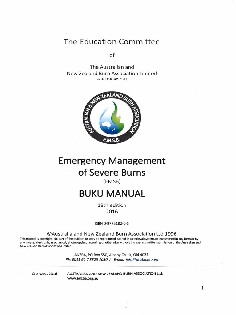 Anzba Burn Emergency Management PDF | PDF
