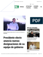 Presidente Electo Anuncia Nuevas Designaciones de Su Equipo de Gobierno - Metro Libre