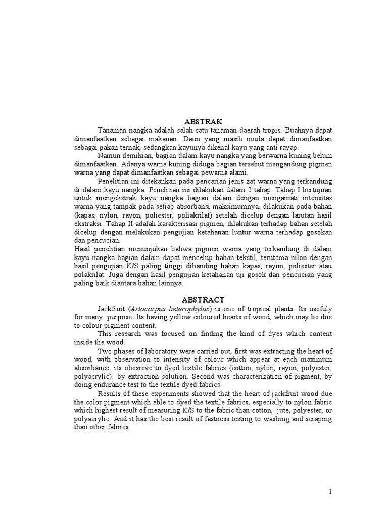 Zat Warna Alami Ekstrak Kulit Nangka