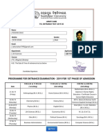 PG Entrance Exam Admit Card