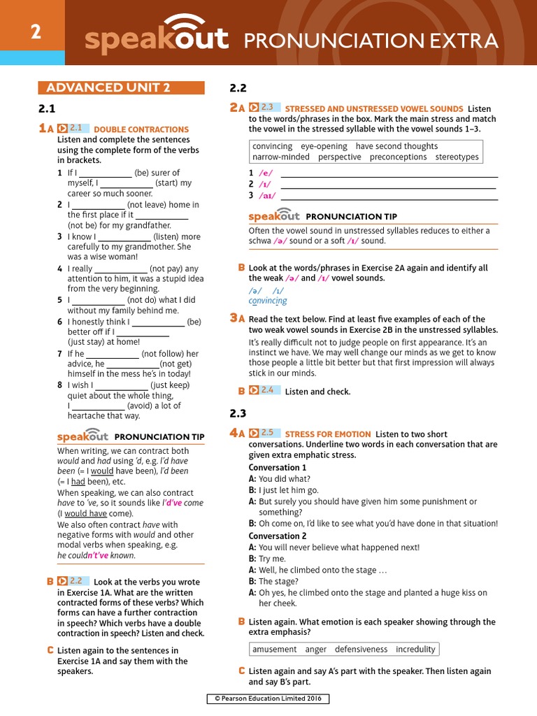Speakout Pronunciation Extra Advanced Unit 2 PDF | PDF | Stress ...