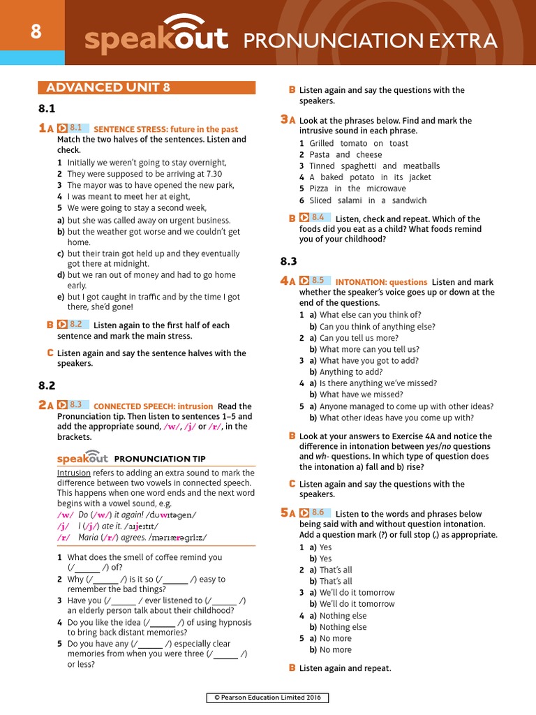 Speakout Pronunciation Extra Advanced Unit 8 PDF | PDF | Question ...