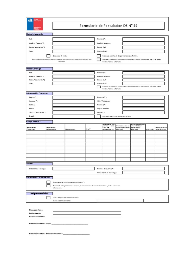 Formulario de Postulación Unipersonal | PDF | Instituciones sociales ...
