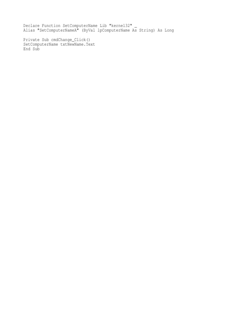 VB Code: Change Computer Name | PDF