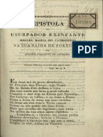 CASTILHO, António Feliciano De, 1800-1875 - Epistola Ao Usurpador Ex-Infante Miguel Maria Do Patrocinio Na Sua Saida de Portugal