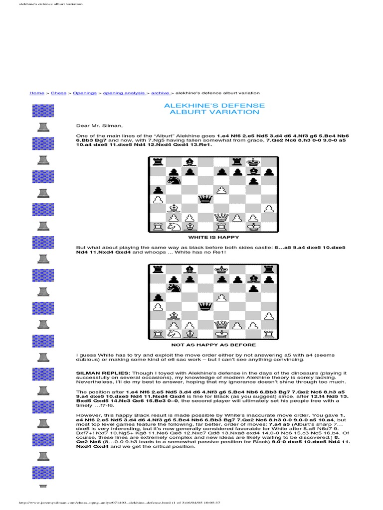 Chess Openings: Alekhine Defense 