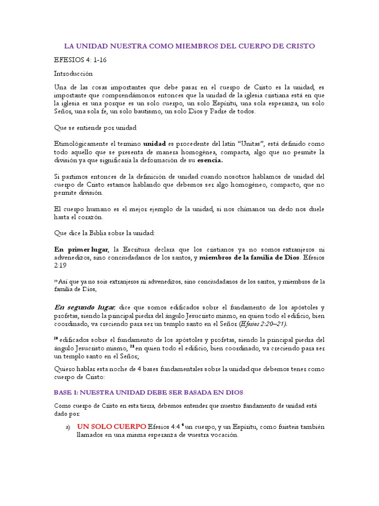 Unidad en el Cuerpo de Cristo | PDF | Fe | Iglesia Católica