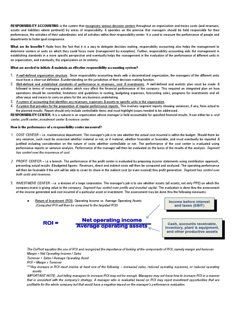 Understanding Responsibility Accounting | PDF | Return On Investment ...