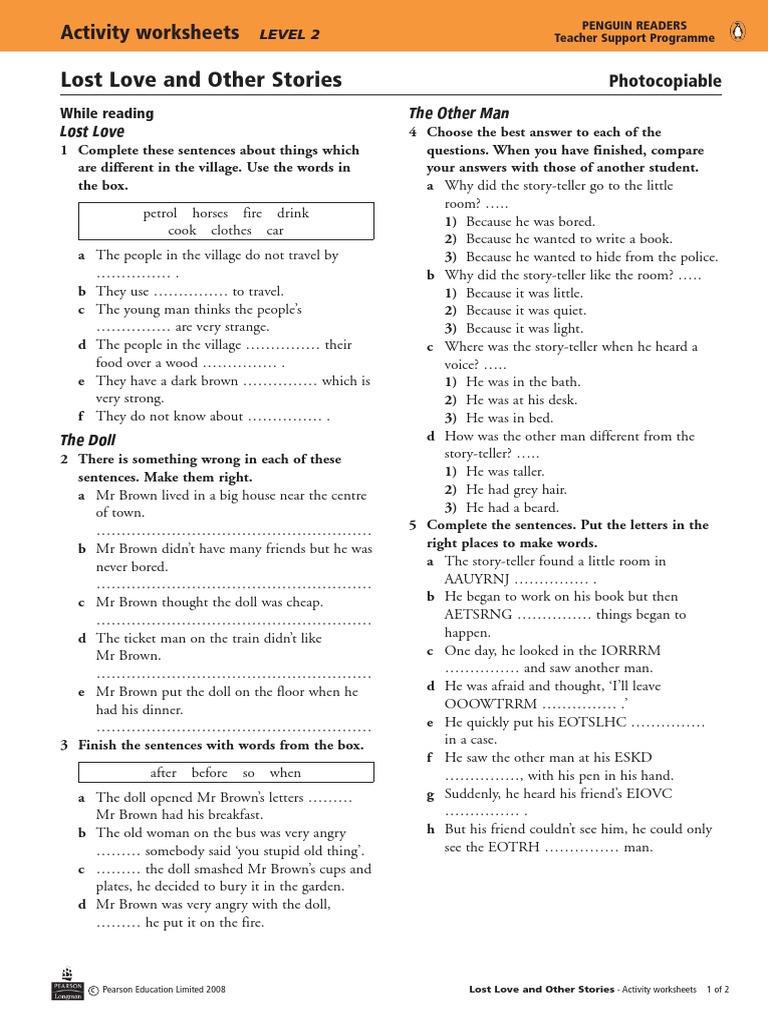 024 Activity Worksheets Penguin Readers Rita De Cassia Ofrante Pdf