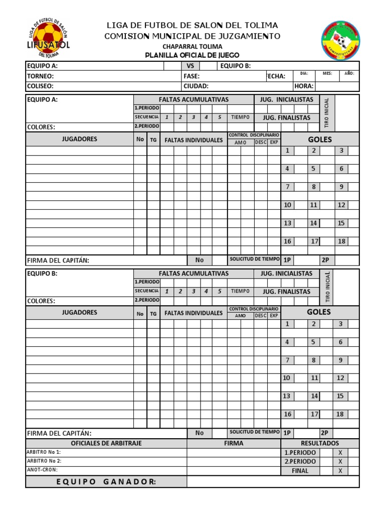 Planilla Oficial Liga Fútbol Tolima | PDF | Deportes | Asociación de Futbol, image size:768x1024