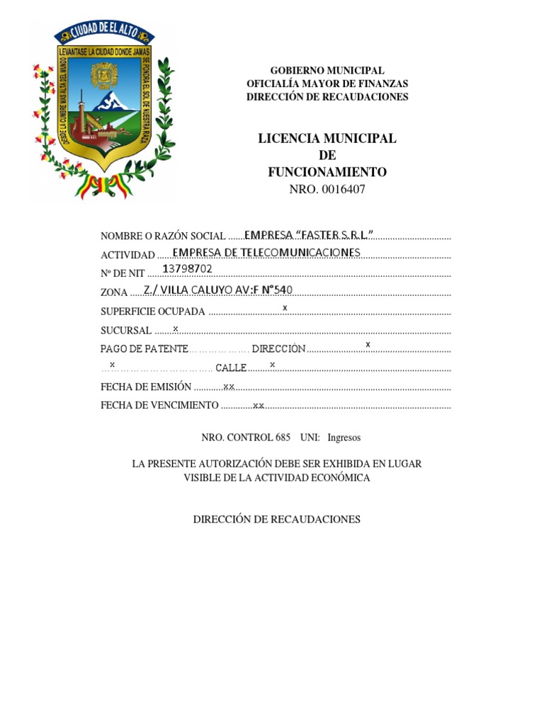 Formato Licencia Municipal de Funcionamiento | PDF | Economias | Business