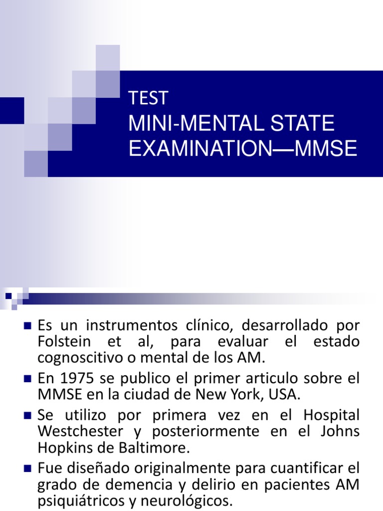 Examen Mini-Mental: Evaluación Cognitiva | PDF | Demencia | Memoria